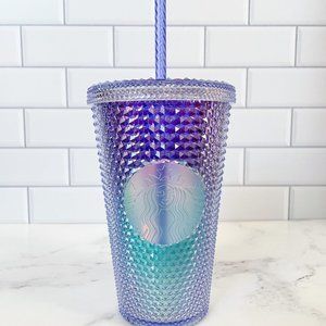 Starbucks Studded Tumbler - 2021 Aqua Blue Purple Ombre Mermaid - Grande 16 oz